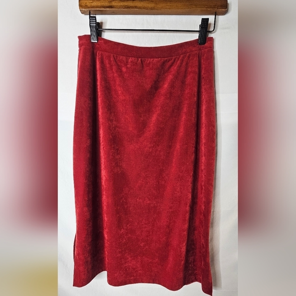 Vintage Bettina Riedel Red Faux Suede Skirt Size M